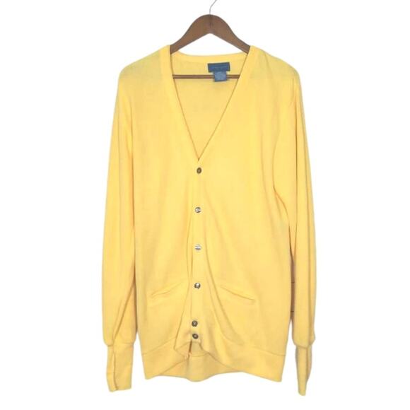 Vintage Town Craft Yellow Button Front Grandma Knit Cardigan Sz Medium - Picture 1 of 4